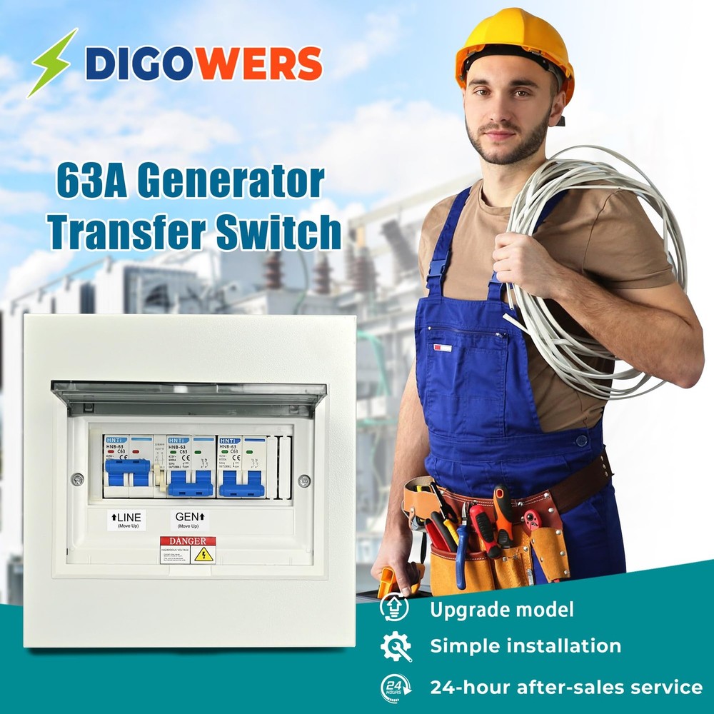Generator Transfer Switch,63 Amp Manual Switch, 120/240-Volt...