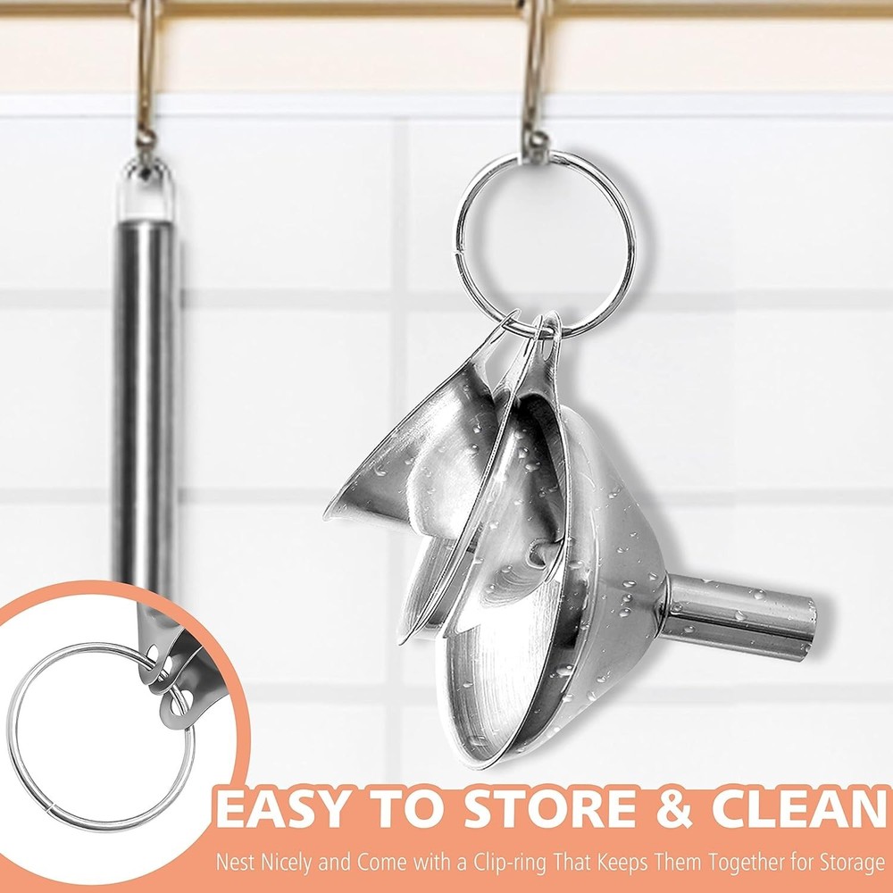 Stainless Steel Mini Kitchen Funnel Set - 3 Sizes forEffortless Transferring