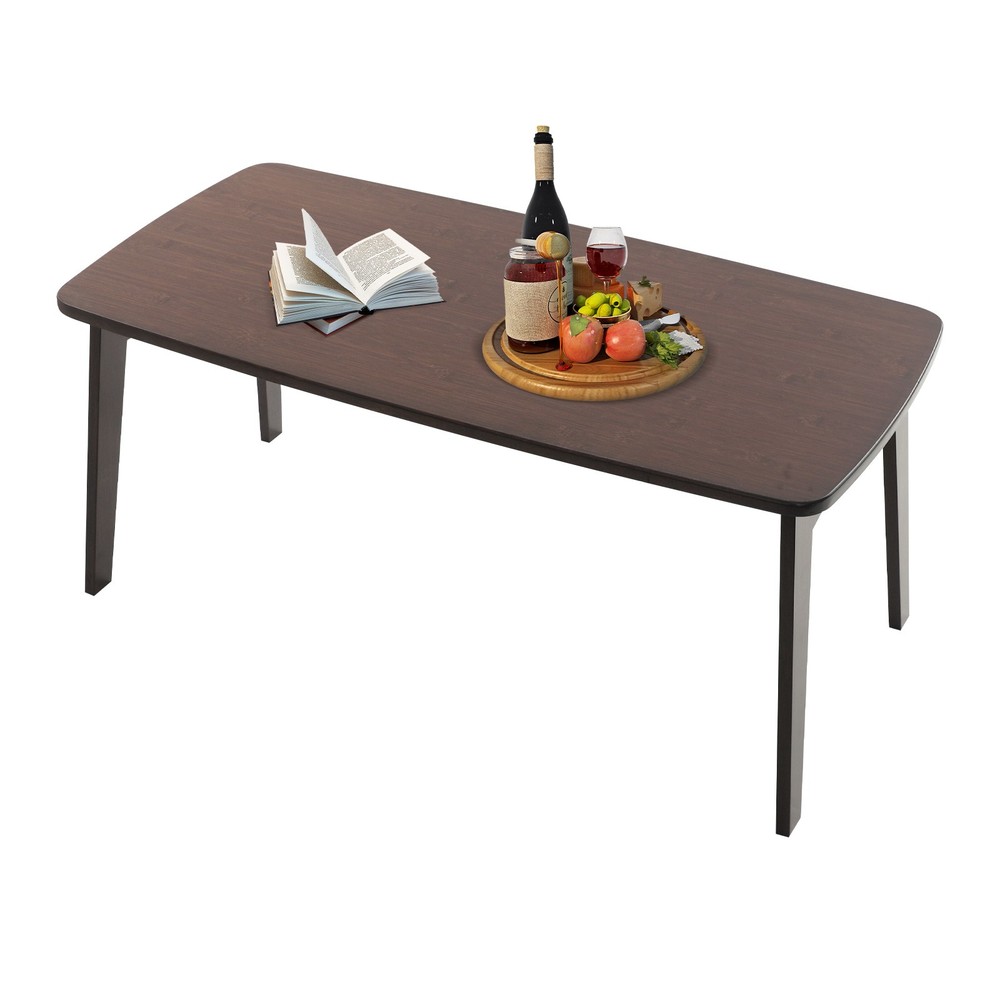 110 lbs Capacity Folding Floor Table Foldable Coffee Table Bamboo Portable Table