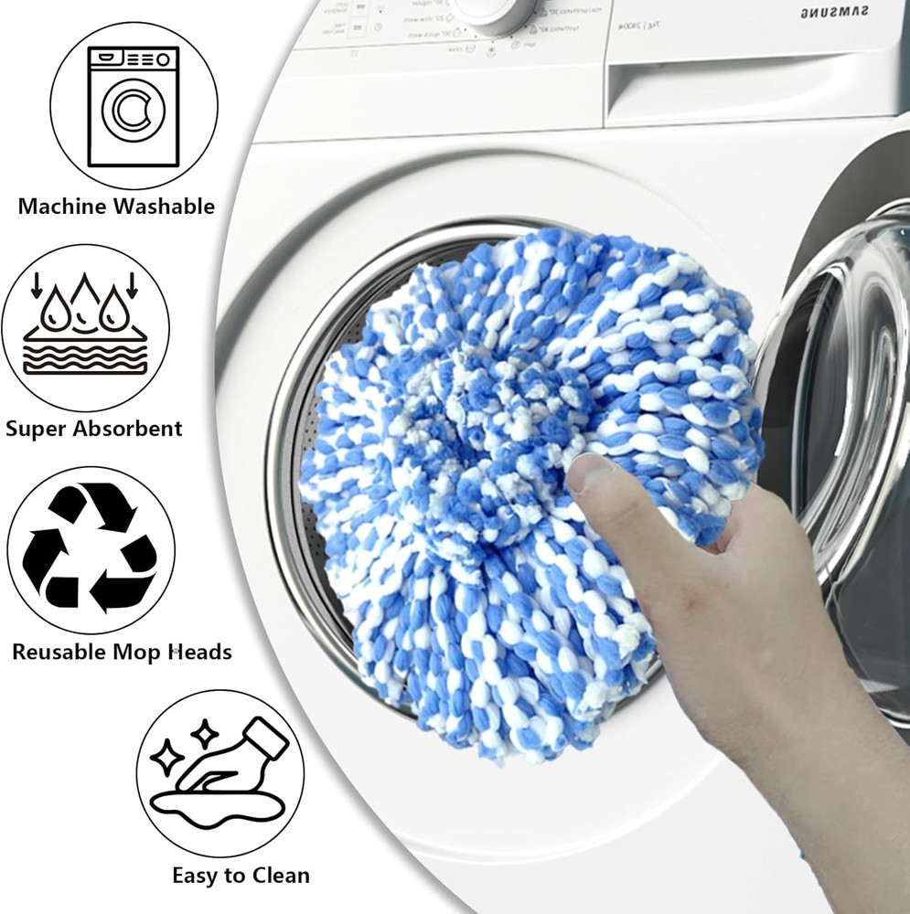 4 Pack Spin Mop Replacement Heads for O-Cedar RinseClean 2 Tank Microfiber Refil