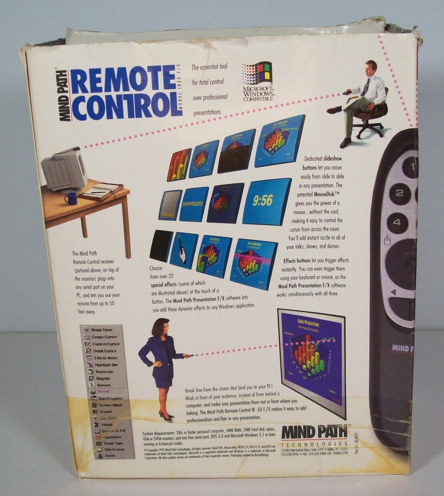 Mind Path IR50 Remote Presentation Controller Serial IR Receiver F/X Diskette