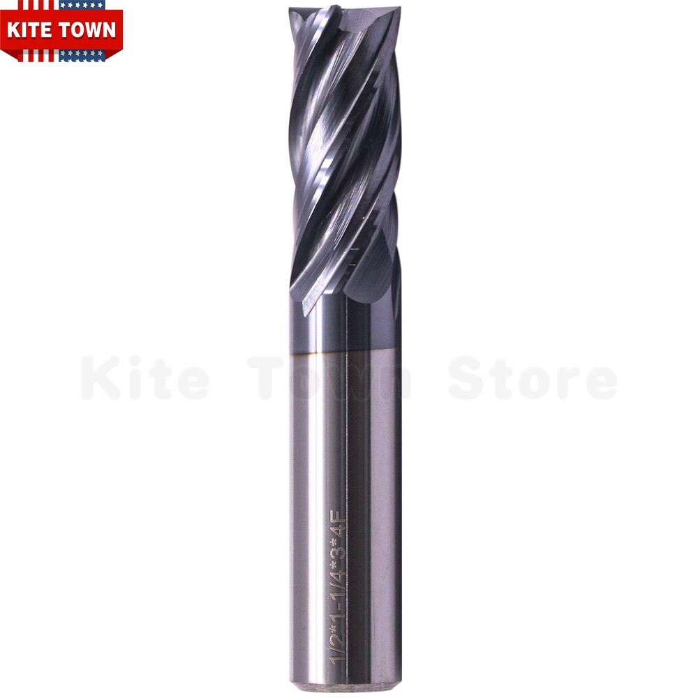 4 Flute 1/2" x 1-1/4" x 3" Variable Helix Solid Carbide End Mill AlTiN Coated