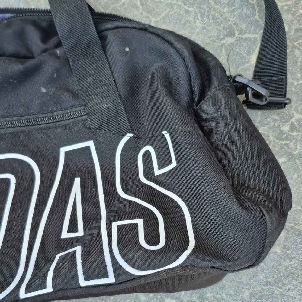 adidas Black Polyester Gym Bag Zip Closure Adjustable Strap 2 Pockets