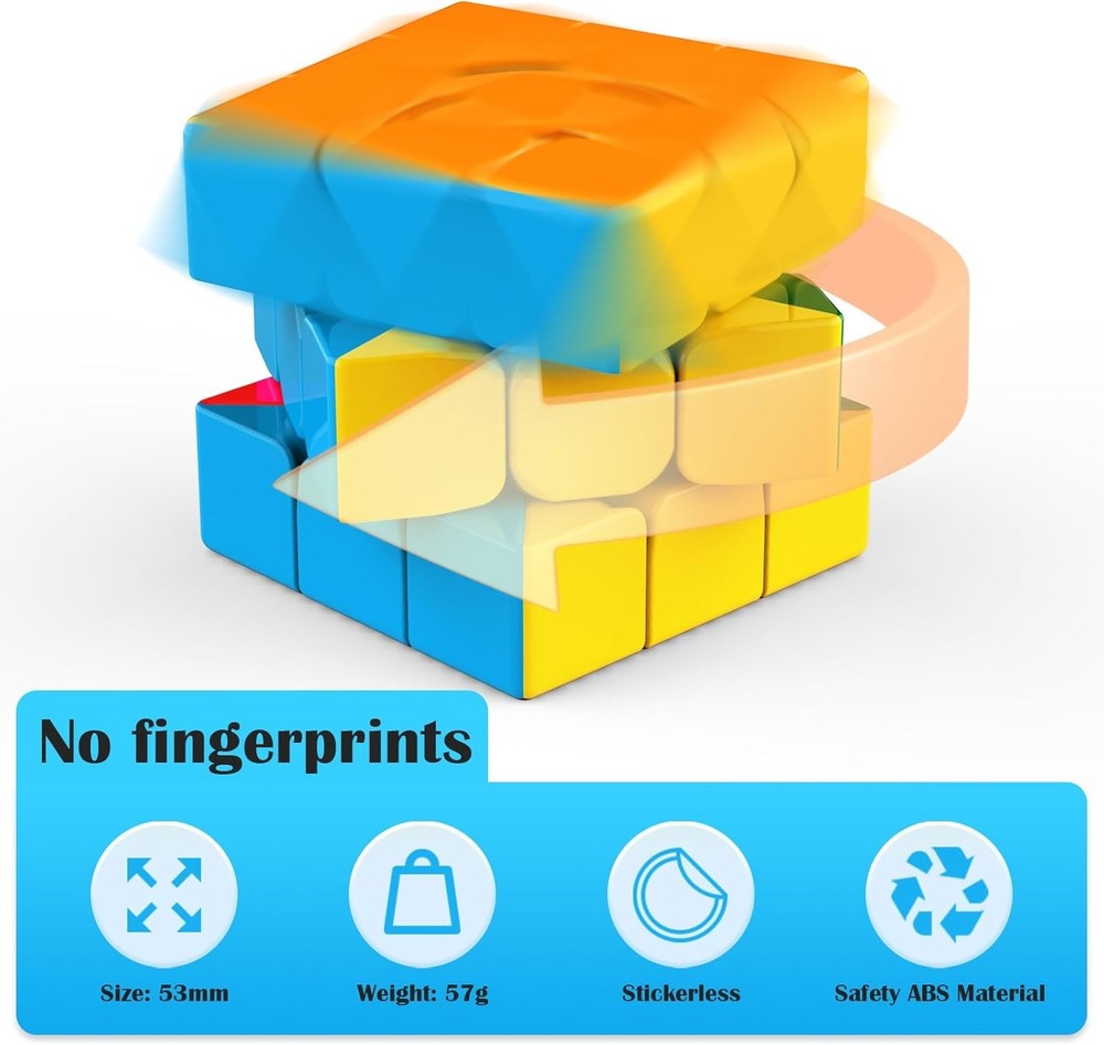 3x3 Speed Cube Stickerless with Stand & Tutorial: Problem-Solving Brain Teaser,