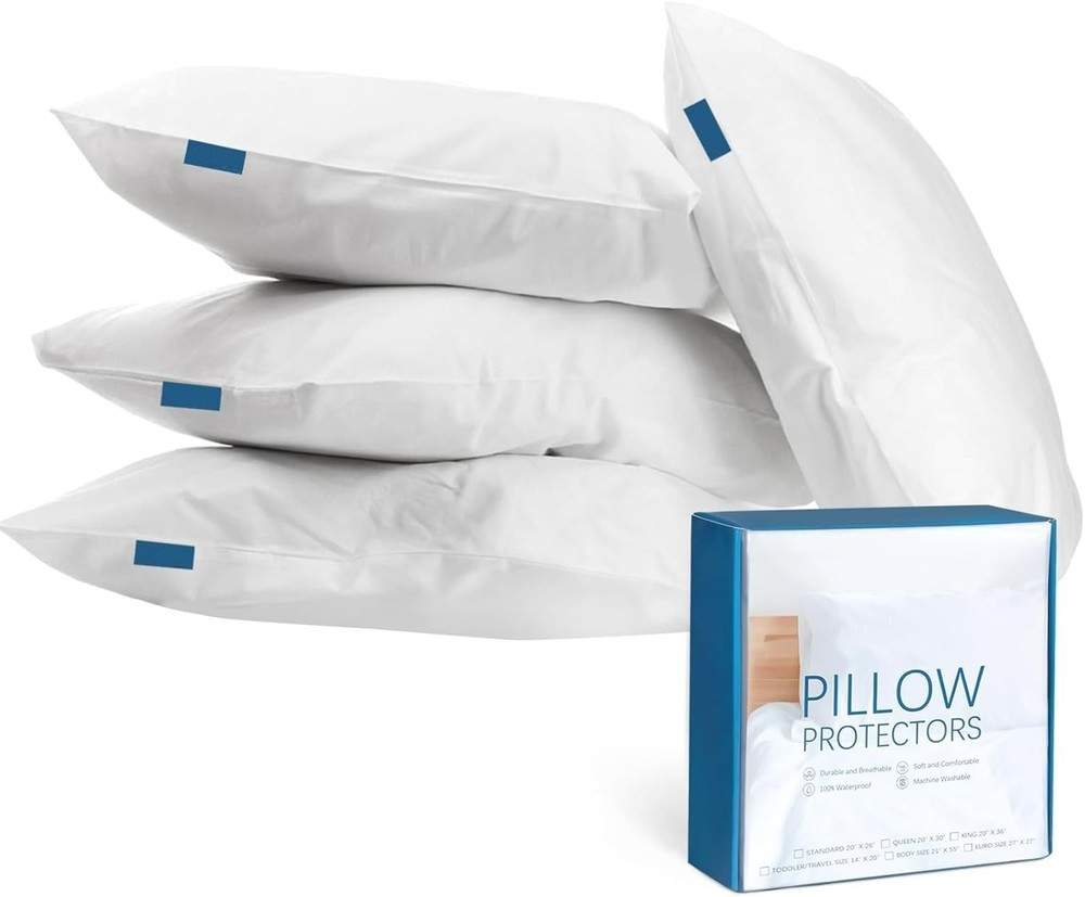 Waterproof Pillow Protector Zippered Pillow Covers Soft Pillowcases All Sizes