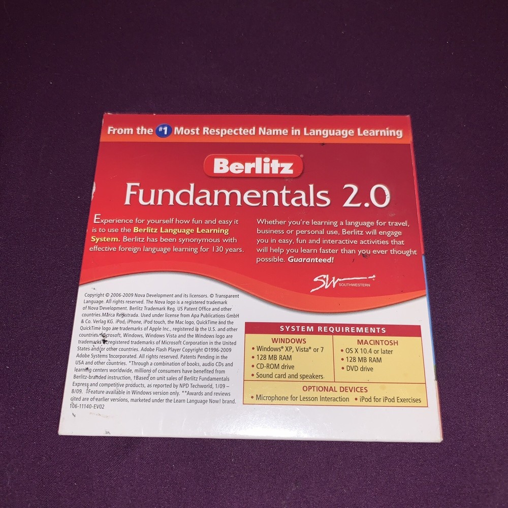 Berlitz Fundamentals 2.0 CD ROM 6 Languages