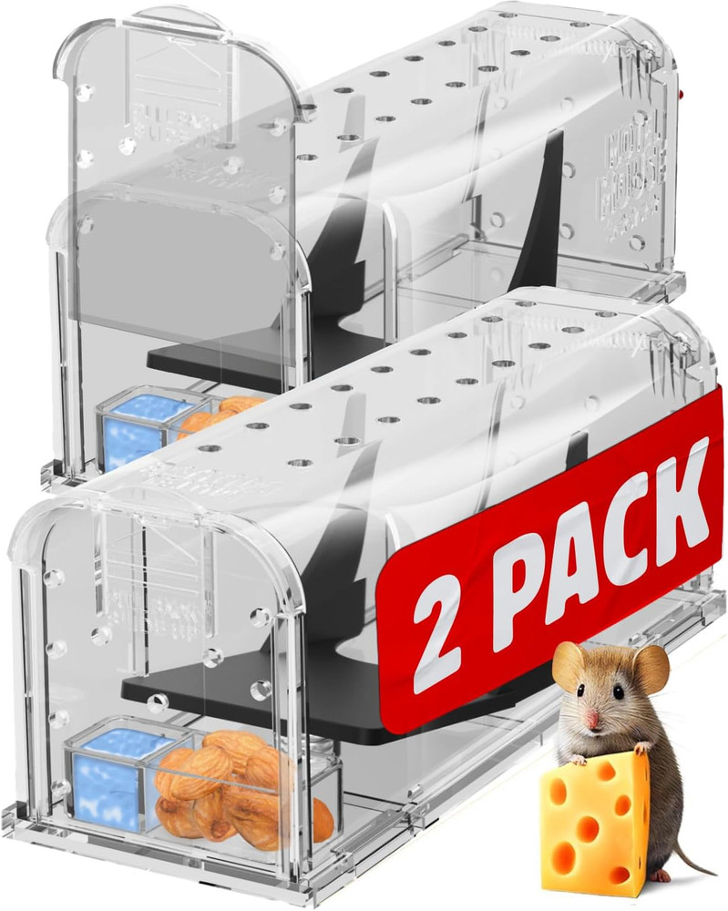 Humane Mouse Traps No Kill Live Catch and Release 2 Pack - Reusable, Easy to Use