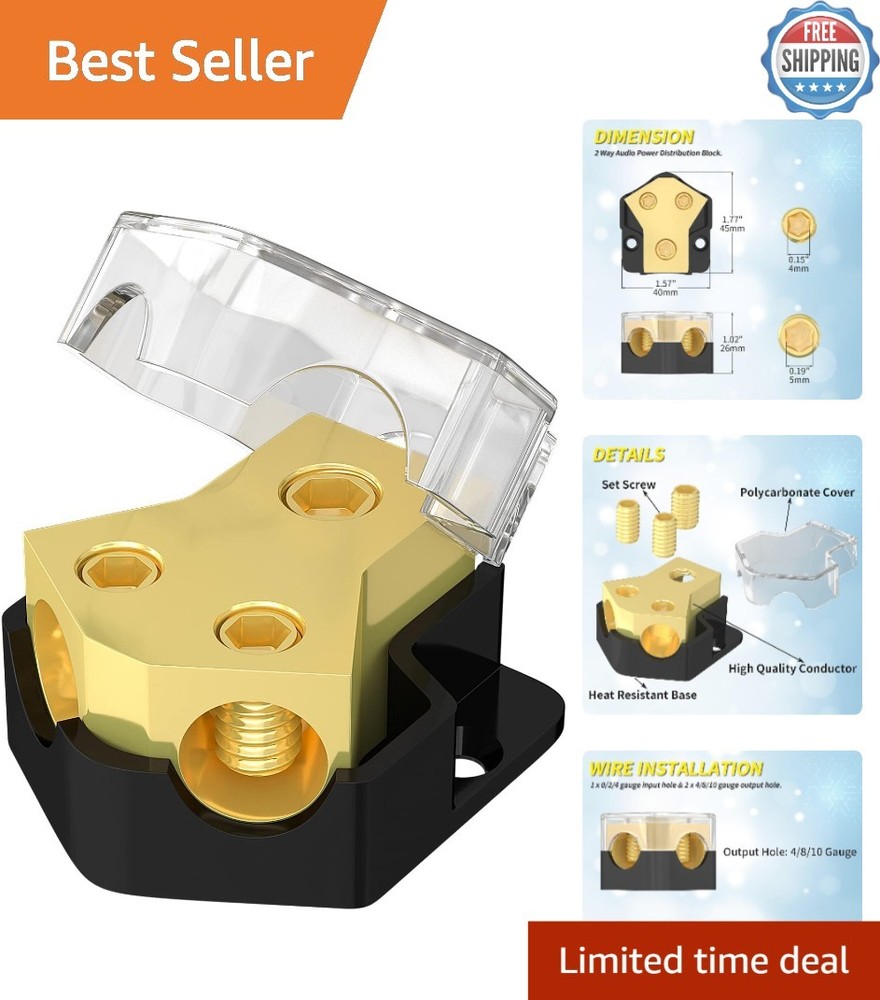 12V Power Distribution Block Car Audio 2 Way Ground Distribution Block 0/2/4 ...