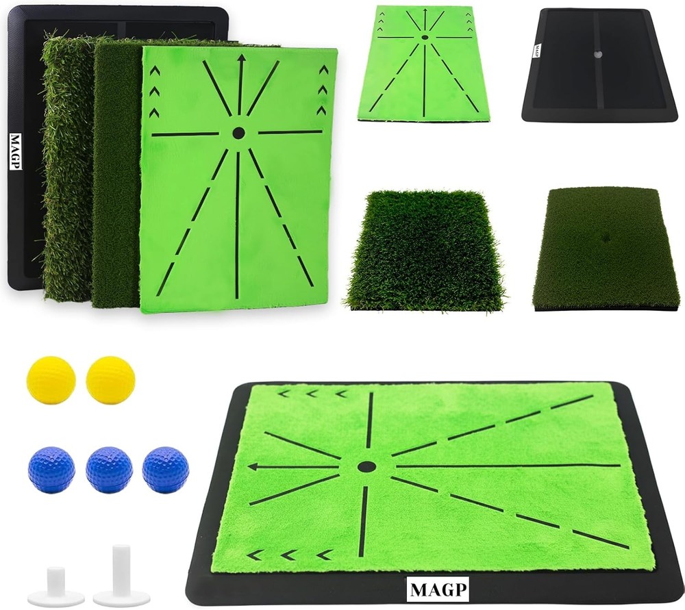 3 Pack Replaceable Golf Hitting Mats, Golf Practice Swing Mat with Non-Slip Heav