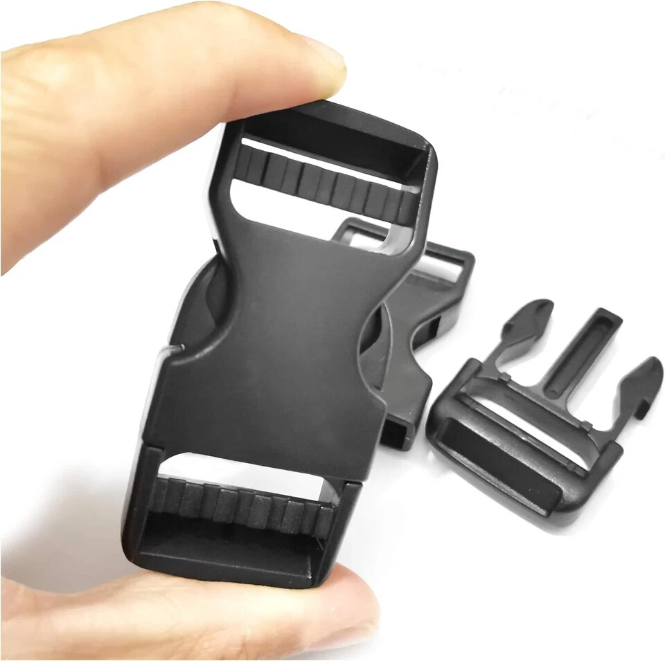 Quick Side Release Buckle for 1 inch Strap, 2 Set Plastic Black-1inch