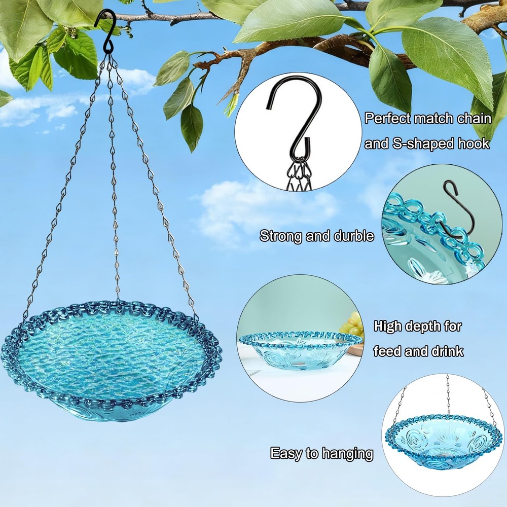 4 Pack Hanging Bird Baths Bowl Outdoor Feeder 15.7 Inch 4Pack Mixed