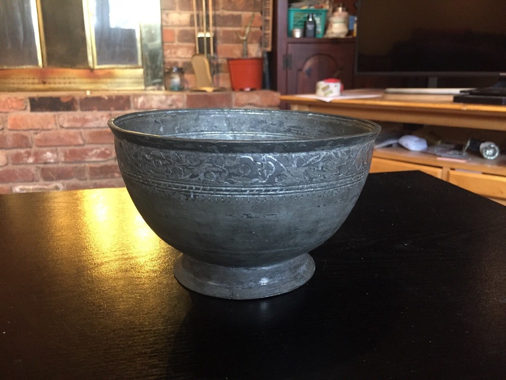Antique Middle Eastern Tinned Copper Bowl