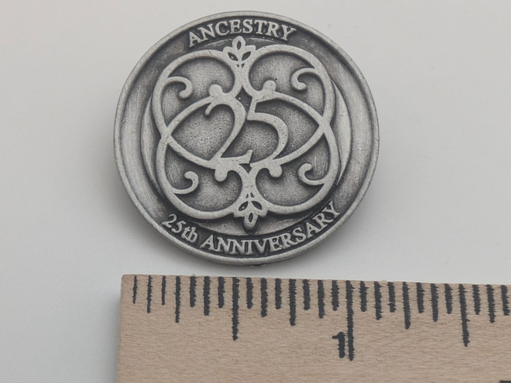 ANCESTRY 25th Anniversary Lapel Pin Solid Pewter