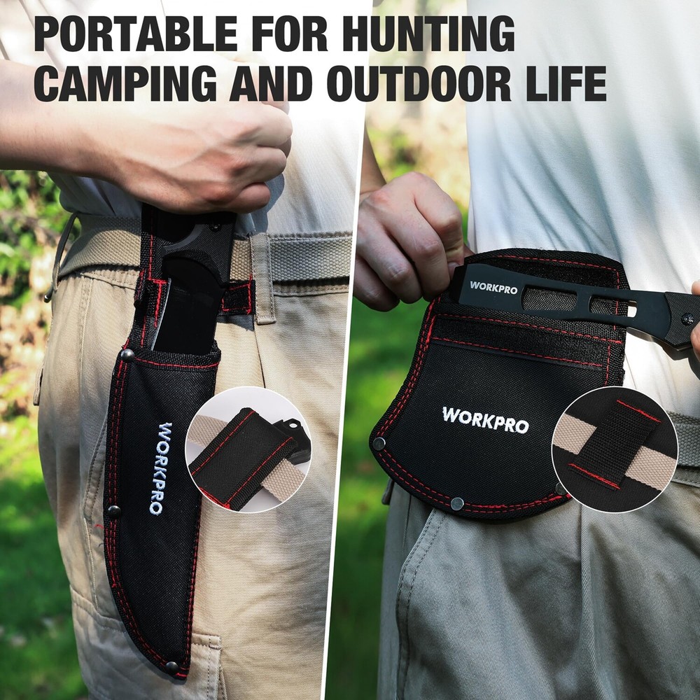 WORKPRO Hunting Knife Hatchet Axe Combo Set Tactical Knife Full Tang Fixed Blade