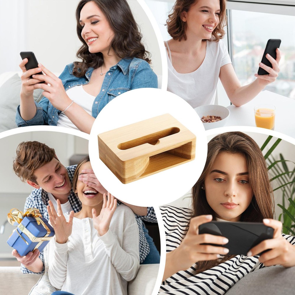 Natural Wood Phone Riser Passive Acoustic Amplifier Desktop Speaker Dock