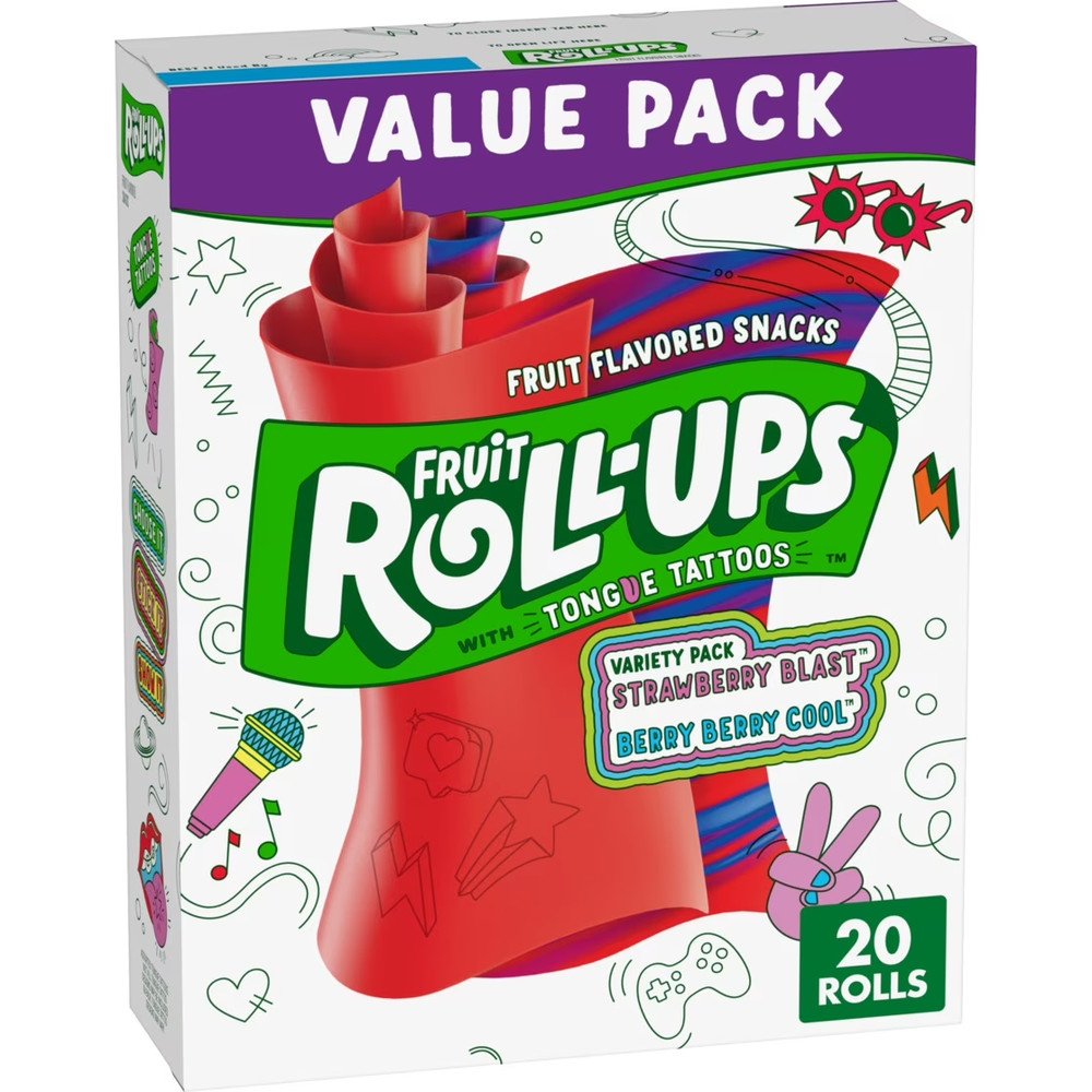 Fruit Roll-Ups Fruit Flavored snacks variety value Pack 20 Count 10 oz...
