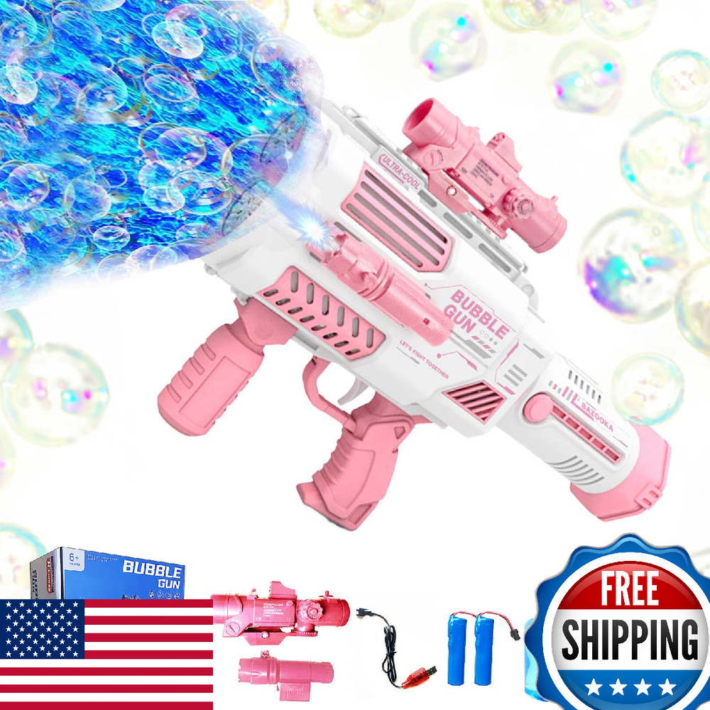 VERSDITAS Gatling Bubble Gun 7.5x16.7" Automatic Bubble Blower w/ 2 Batteries