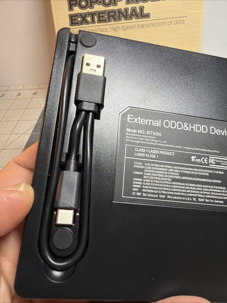 Amicool External Optical Drive ODD & HDD Device DVD USB Untested