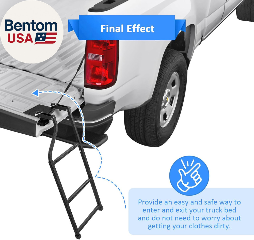 Universal Trucks Tailgate Ladder，Ladder Foldable & Height Adjustable for Truck B