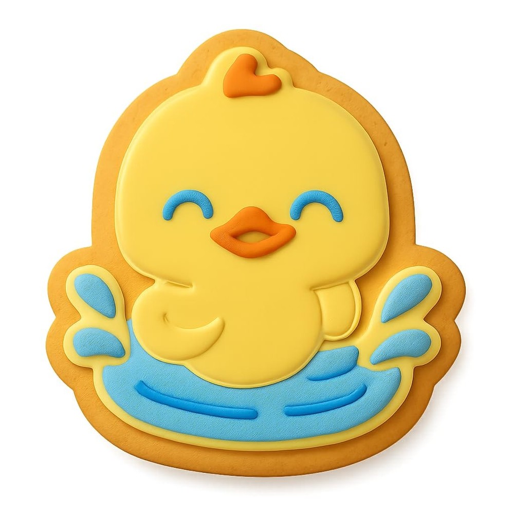 Chibi Easter Duckling Splashing Cookie Cutter & Stamp - 4x3.5