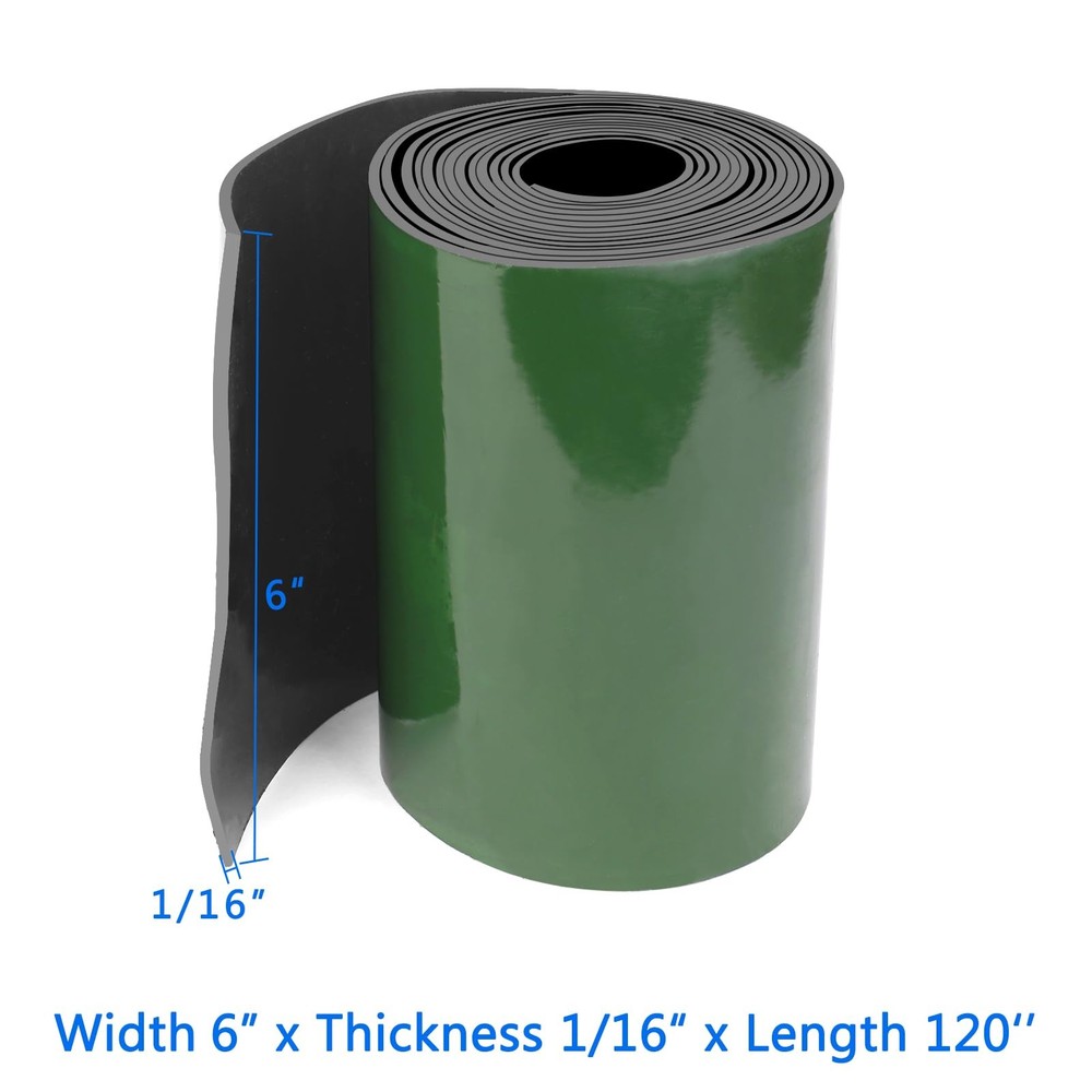 Adhesive Solid Rubber Strips 6” Wide x 1/16" Thick x 120" Long Self Neoprene ...