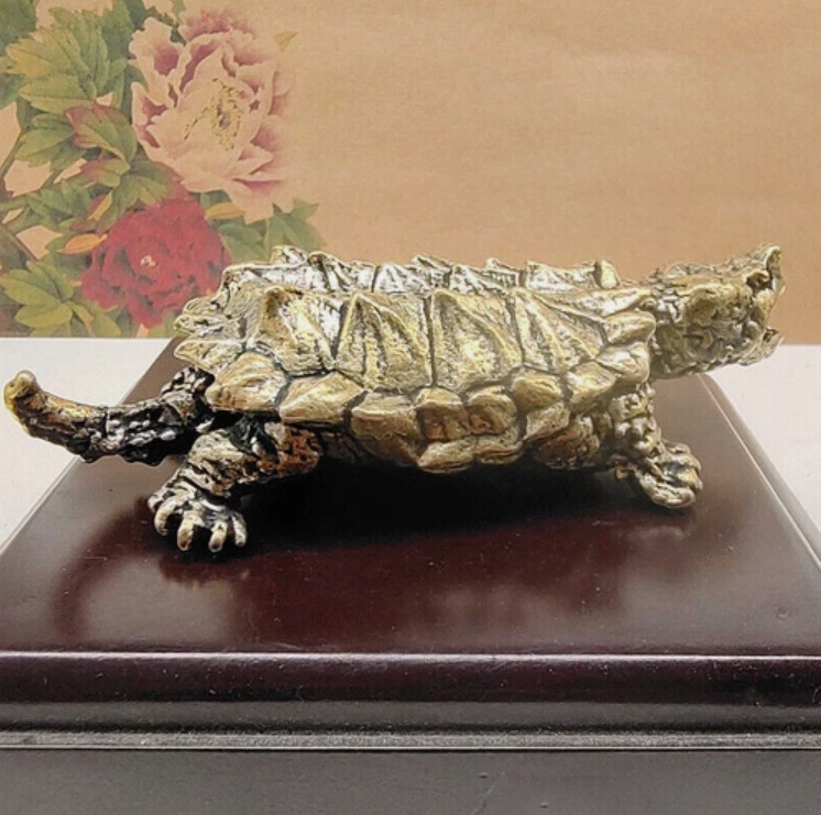 Heavy Brass Snapping Turtle Vintage Statue Snapping Turtle Tea Ornament