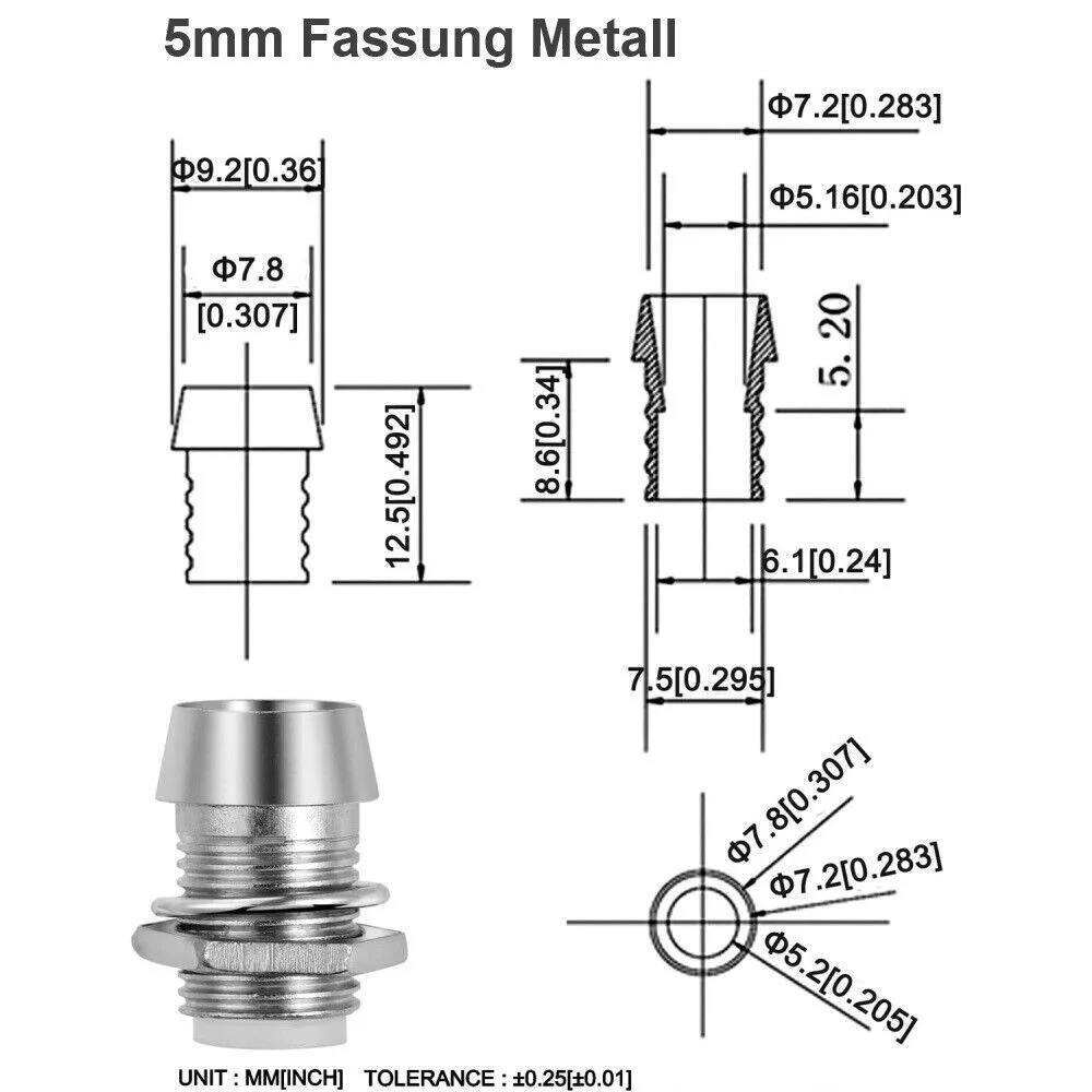 10pcs | 30pcs Light Emitting Diode 5mm LED Holder Socket Mounting Socket Metal