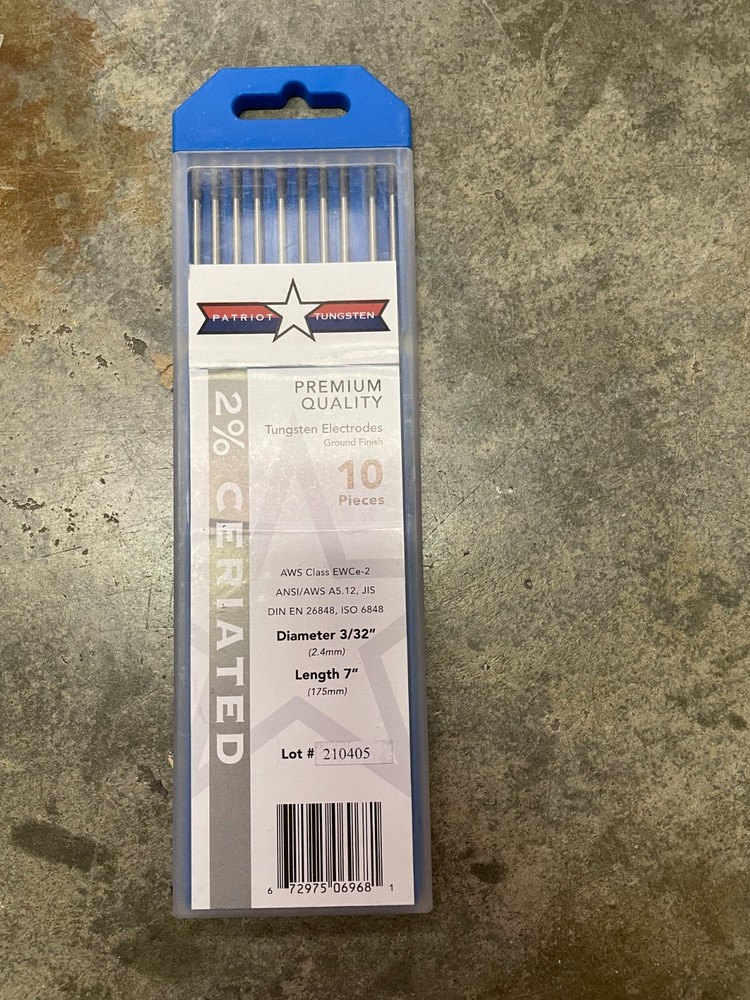 10 Tungsten Electrodes Ground Finish 7"