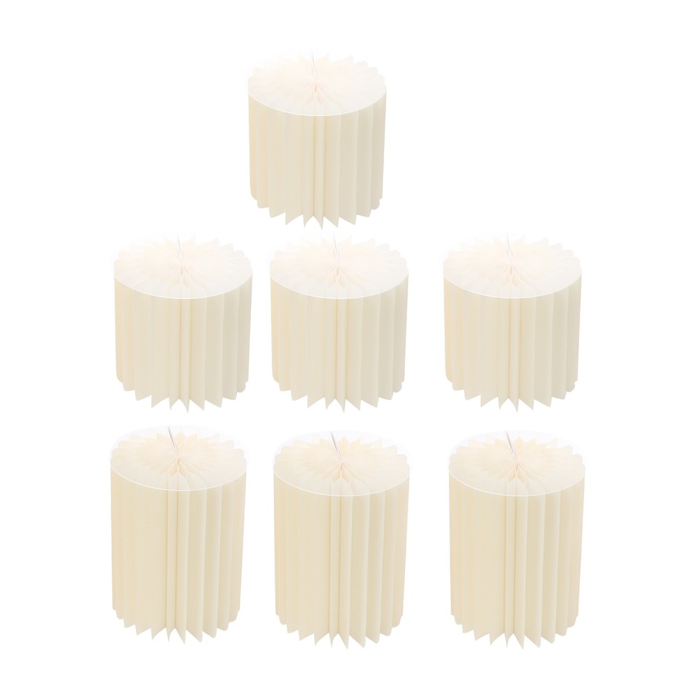 7Pcs Foldable Paper Column Display Stands for Wedding Dessert Flower White