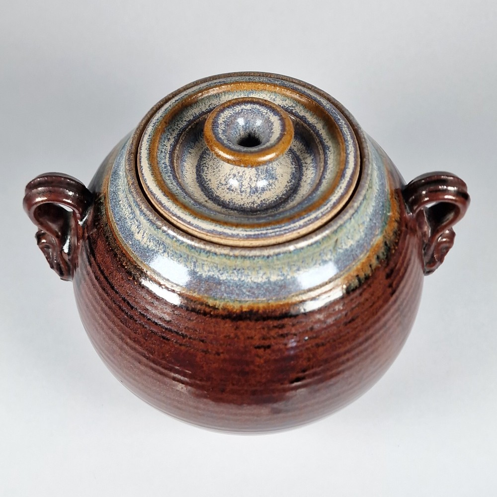 Large Ginger Jar Studio Pottery Vintage Kitchen Storage Container Signed Horton