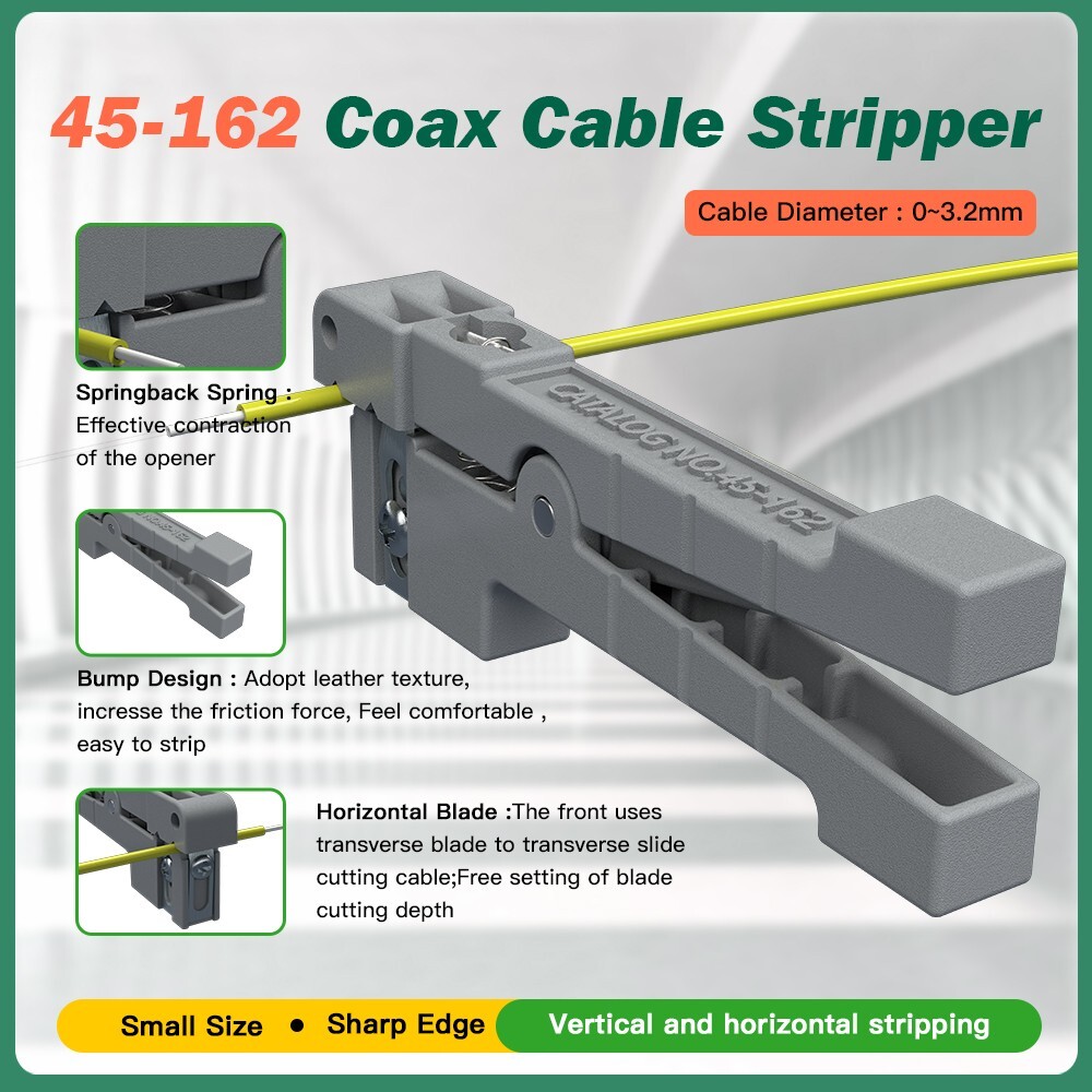 FTTH Fiber Optic Toolkit with Drop Strippping Tool, Coax Cable Stripper ,Cleaner