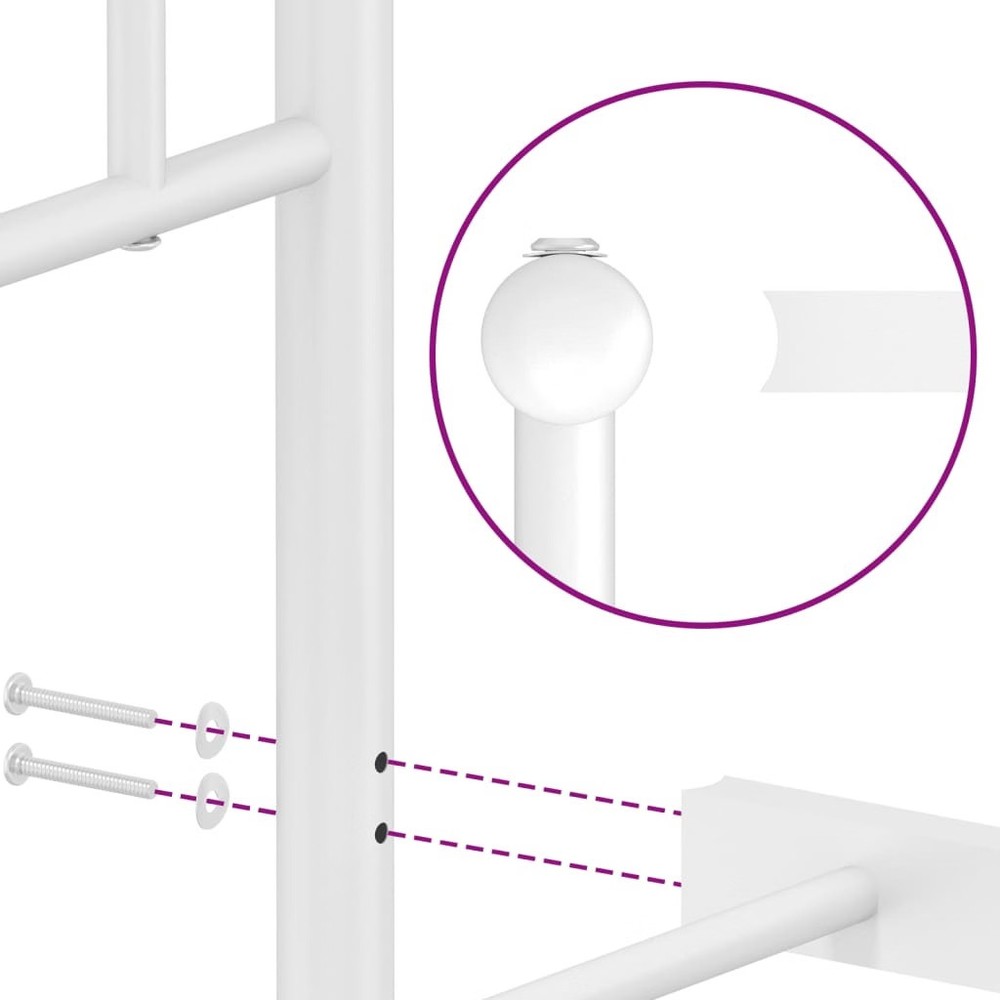 Bed Frame White Powder-coated steel King Size Bed Frame