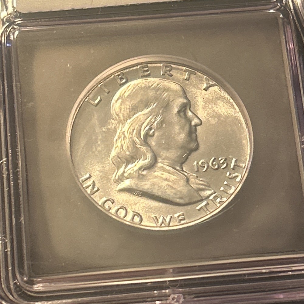 1963 50C Franklin Half Dollar 90% Silver Mint State ICG MS64