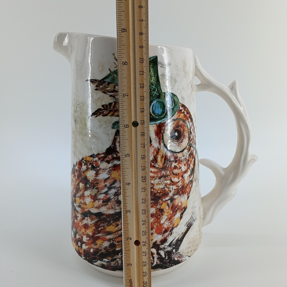 Pier 1 Steampunk Owl Ironstone Pitcher Tree Branch Handle