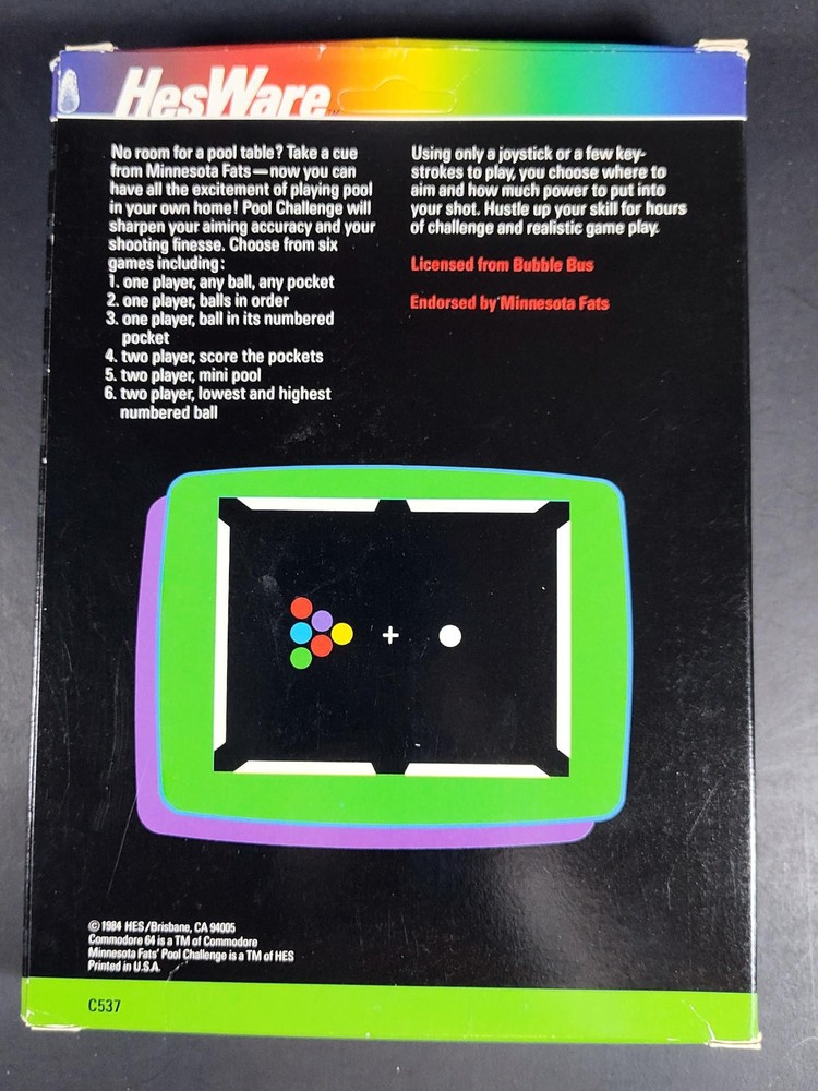 HESWare Minnesota Fats Pool Challenge Disk Commodore C64/128 Tested Working