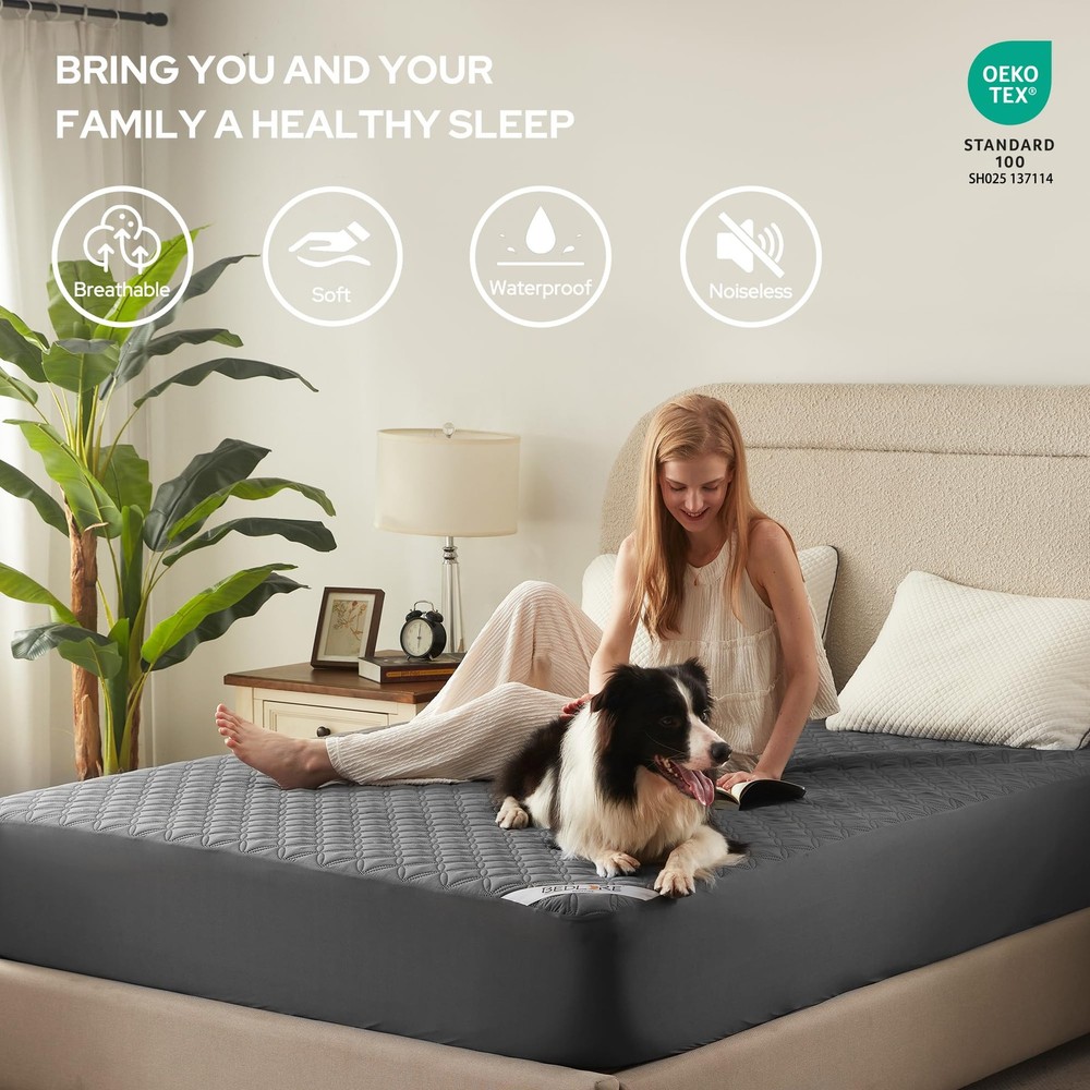 2 Pack Waterproof Mattress Protector, King Size Mattress Pad with Deep Pocket...