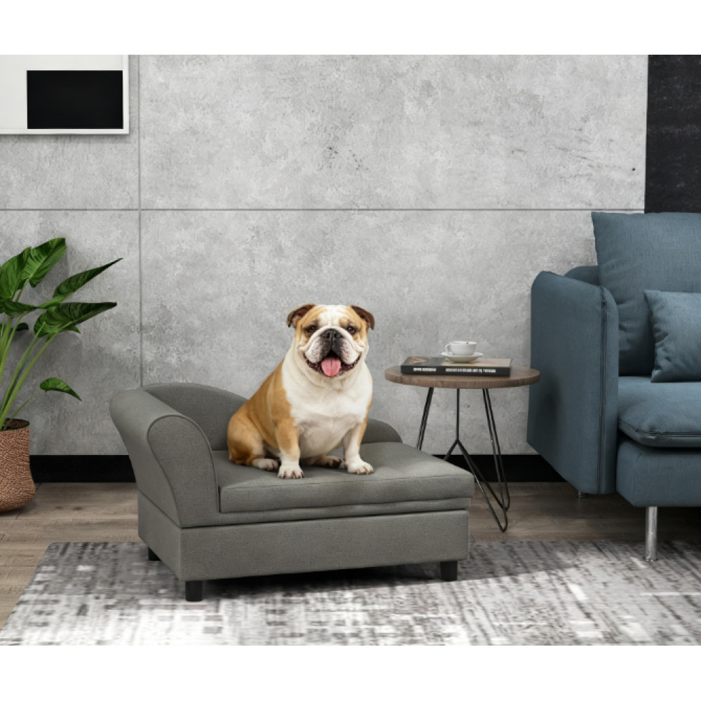Gray Pet Sofa for Small Dogs  With Storage Function