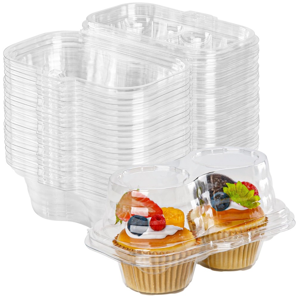 2 Count Cupcake Containers 75 Pack Holder with Connected Airtight Lid Boxes