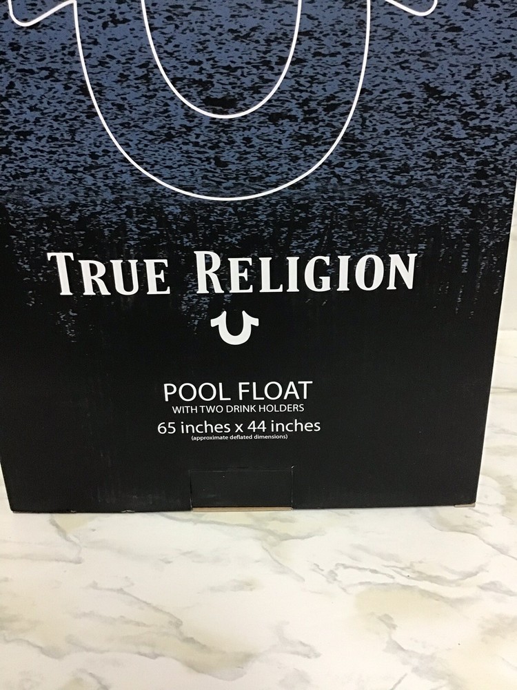 TRUE RELIGION Pool Float Gold With Two Cup Holders Brand New