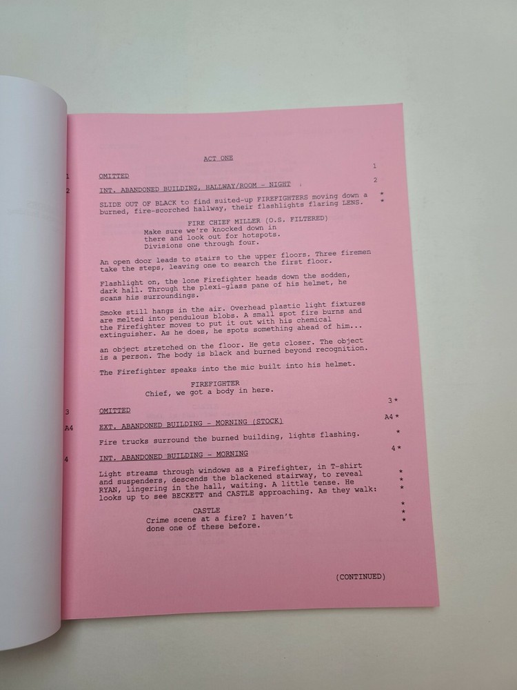 CASTLE / Andrew W. Marlowe TV Script, Nic Bishop & Wendy Davis "Under Fire"