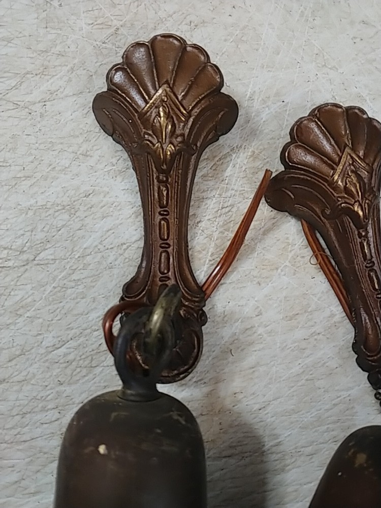 3 ART DECO CHAIN PULL LIGHT SOCKETS FROM 3 ARM CHANDELIER