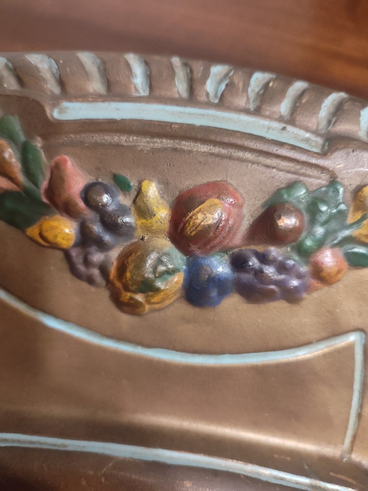 Vintage Book Ends Scrolls Flower Fruit