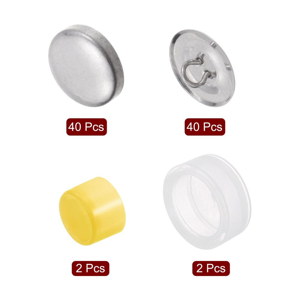 40 Sets Self Cover Button Kit 19mm Aluminum Button with 2 Tools