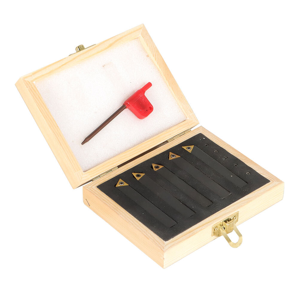 5Pcs 3/8" Lathe Indexable Carbide Insert + Turning Tooling Bit Holder Set