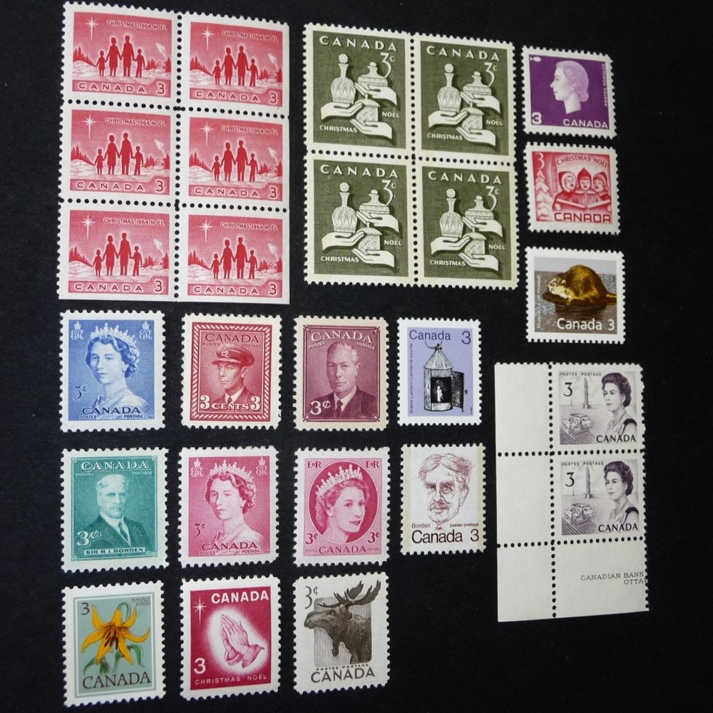 26 Canada 3 Cent Stamps, 17 Different Mostly Early