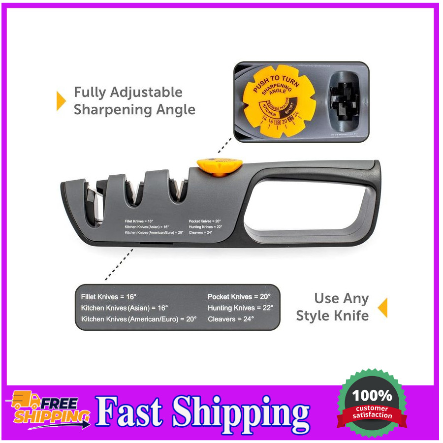 RazorSharp Knife Sharpener with Adjustable Angle, Diamond Ceramic Stones