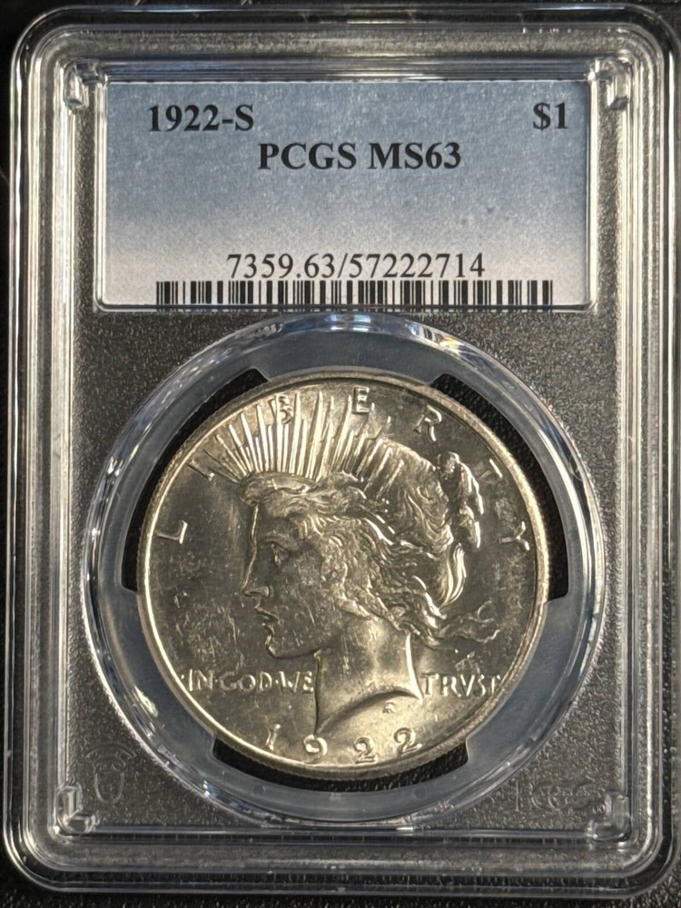 1922 S Peace Silver Dollar PCGS MS-63