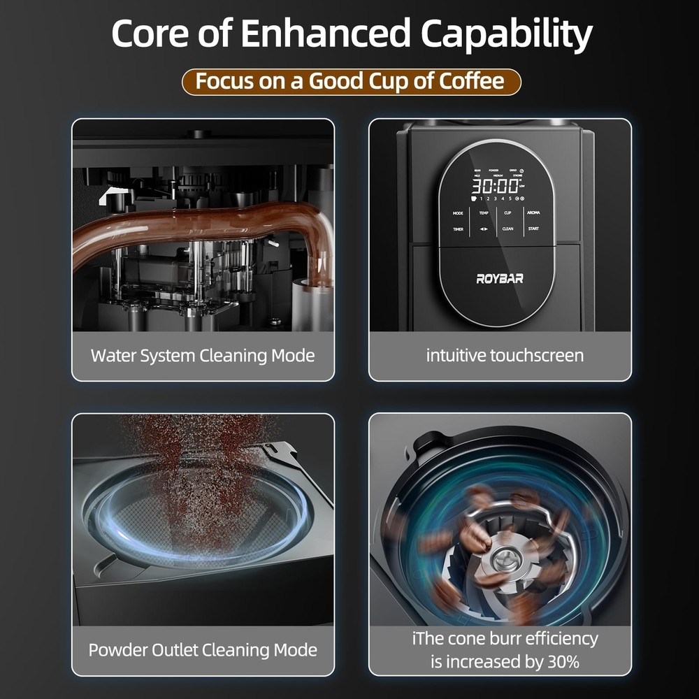 Coffee Maker with Grinder, Programmable Hot and Cold Coffee Maker with 22 oz