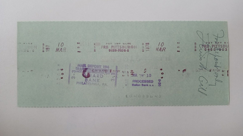 Lewis M. Gill: 1978 Pittsburgh Pirates Expense Check