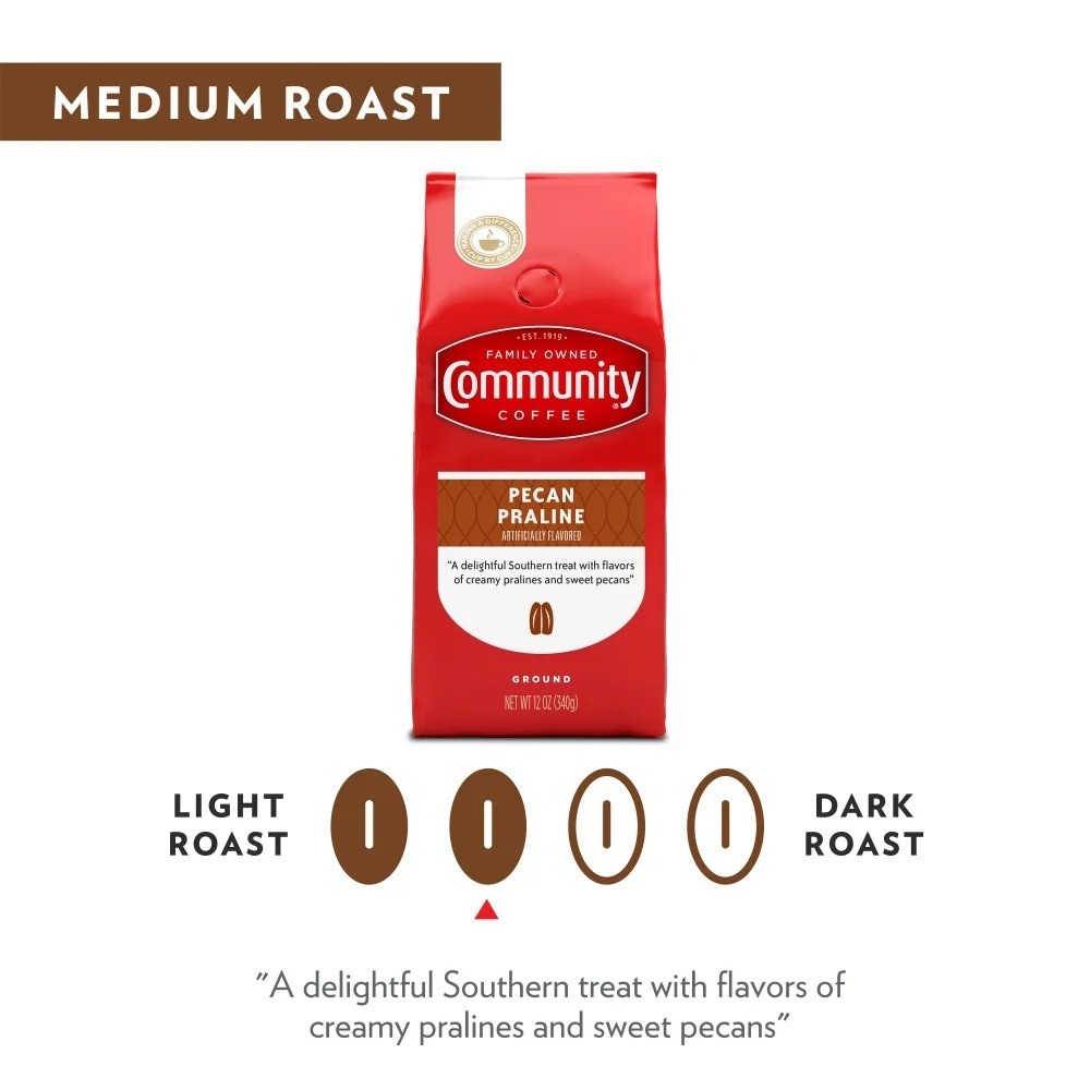 Pecan Praline Medium Roast Ground 12 oz Gable Top